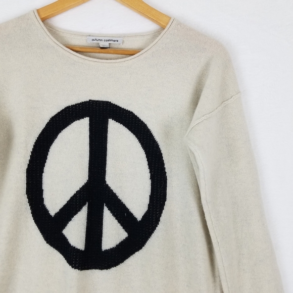 AUTUMN Cashmere Peace Sign Longsleeve Pull-over Sweater Large - Picture 5 of 10